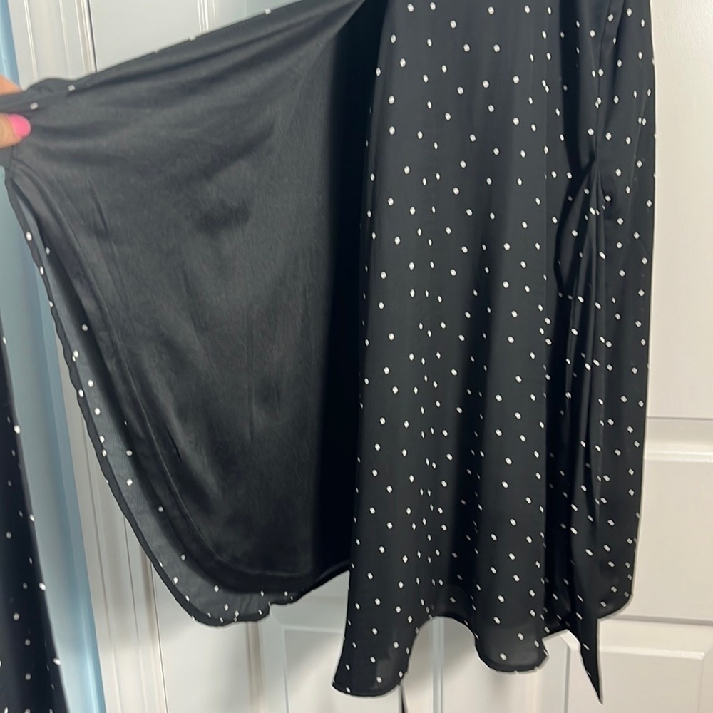 Lulus Dots Going On Black Polka Dot Wrap Mini Dress Size Small - Picture 5 of 15